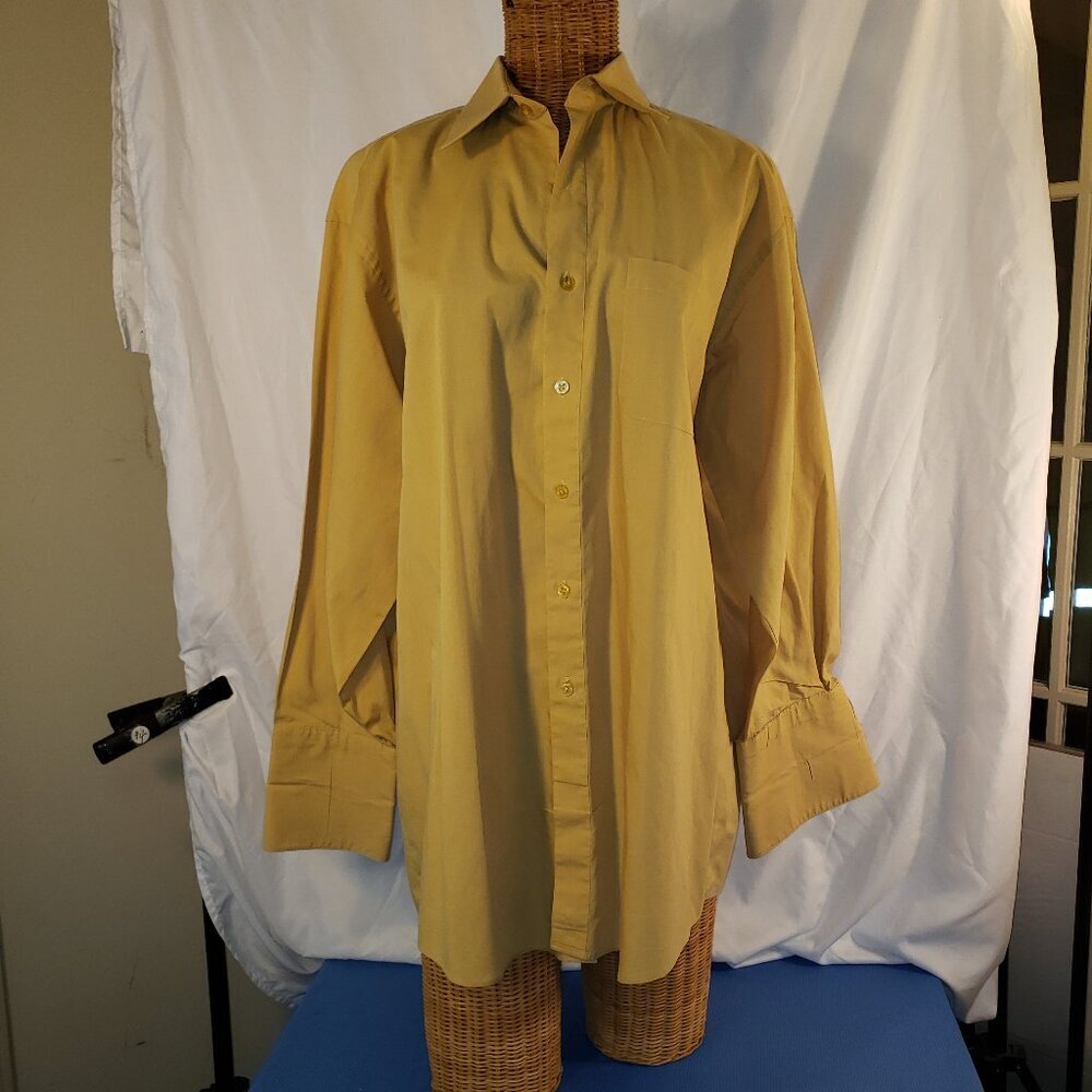 Lucasini brand men's 300 series dress shirt in Mustard - 17-1/2  34/35